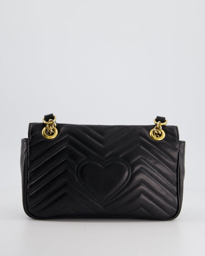 Gucci Black Small GG Marmont Shoulder Bag in Matelass Chevron Leather