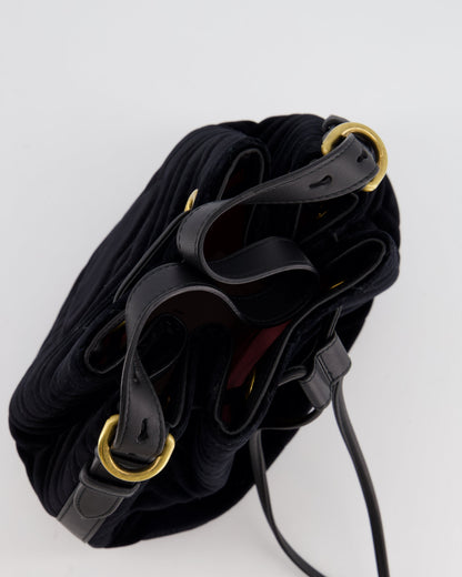 Gucci Black Velvet GG Marmont Bucket Bag with Gold Hardware