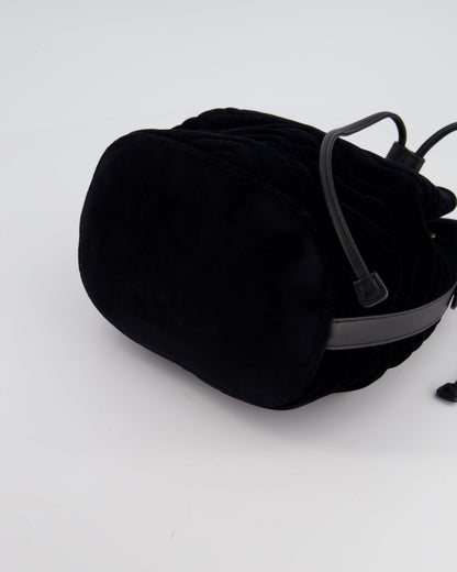Gucci Black Velvet GG Marmont Bucket Bag with Gold Hardware