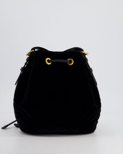 Gucci Black Velvet GG Marmont Bucket Bag with Gold Hardware