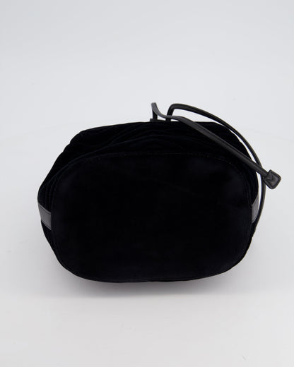 Gucci Black Velvet GG Marmont Bucket Bag with Gold Hardware
