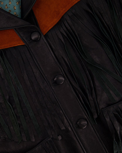 Gucci Black and Orange Leather Fringe and Studded Jacket in Size IT 36 (UK 4)