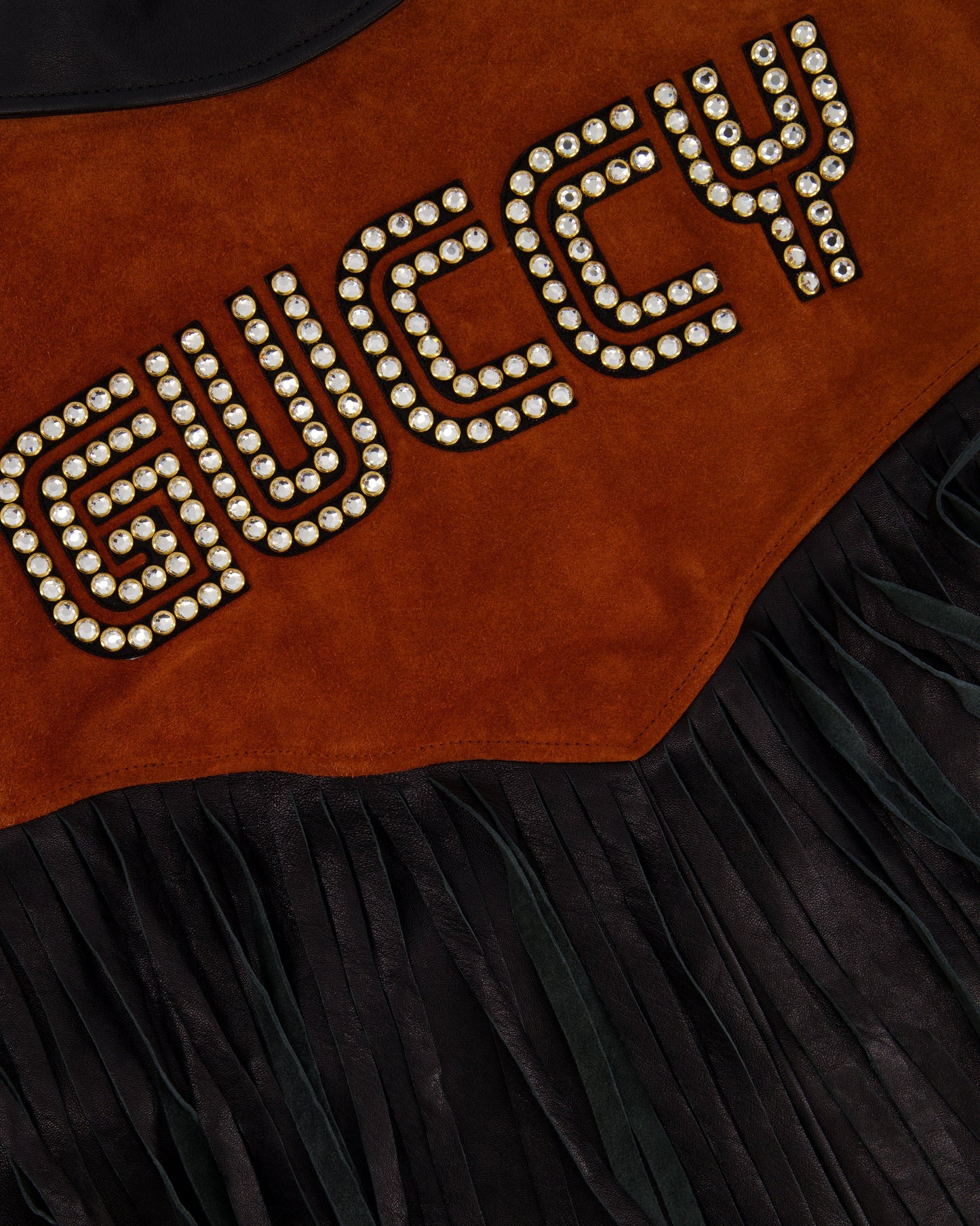 Gucci Black and Orange Leather Fringe and Studded Jacket in Size IT 36 (UK 4)