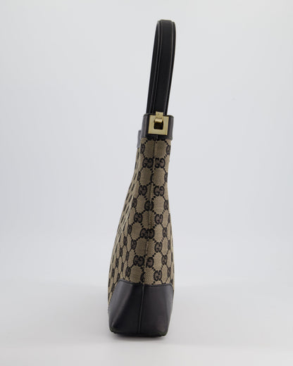*VINTAGE* Gucci Black Monogram Shoulder Bag with Silver Hardware