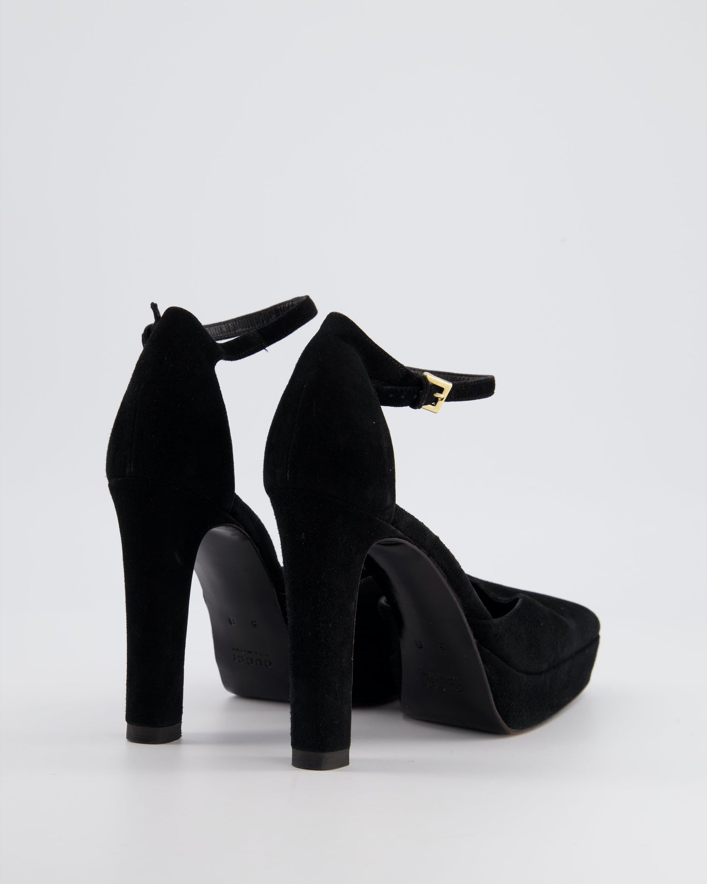 Gucci Black Suede Closed Toe Heels with Platform Size EU 38