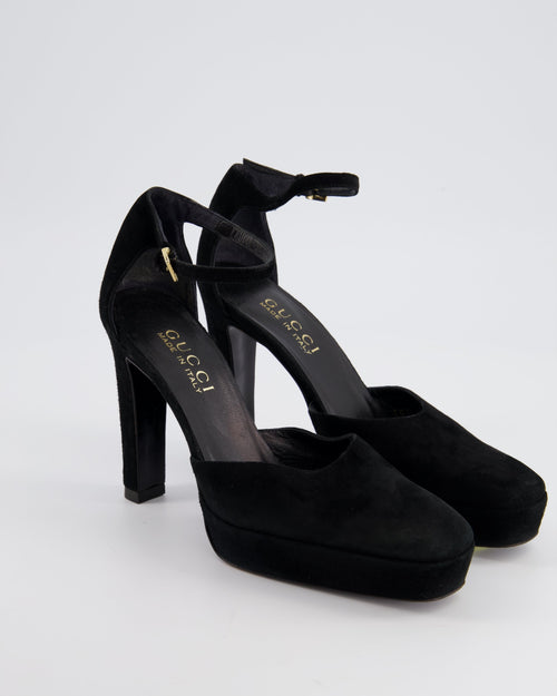 Gucci Black Suede Closed Toe Heels with Platform Size EU 38