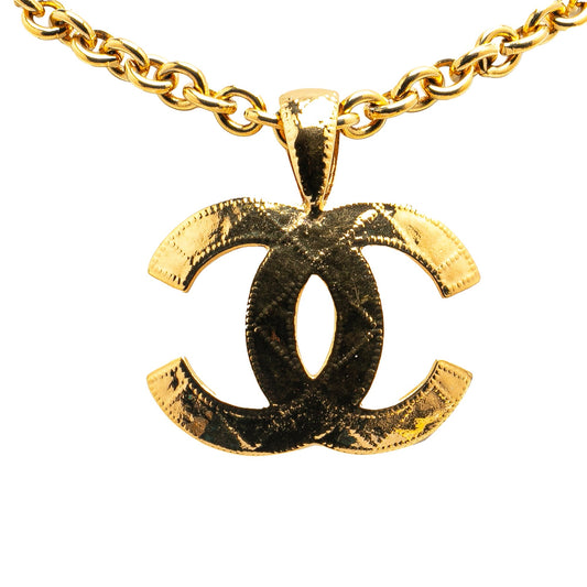 Gold Chanel Gold Plated CC Pendant Necklace