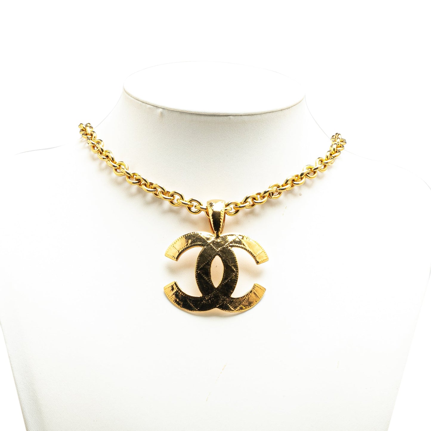 Gold Chanel Gold Plated CC Pendant Necklace