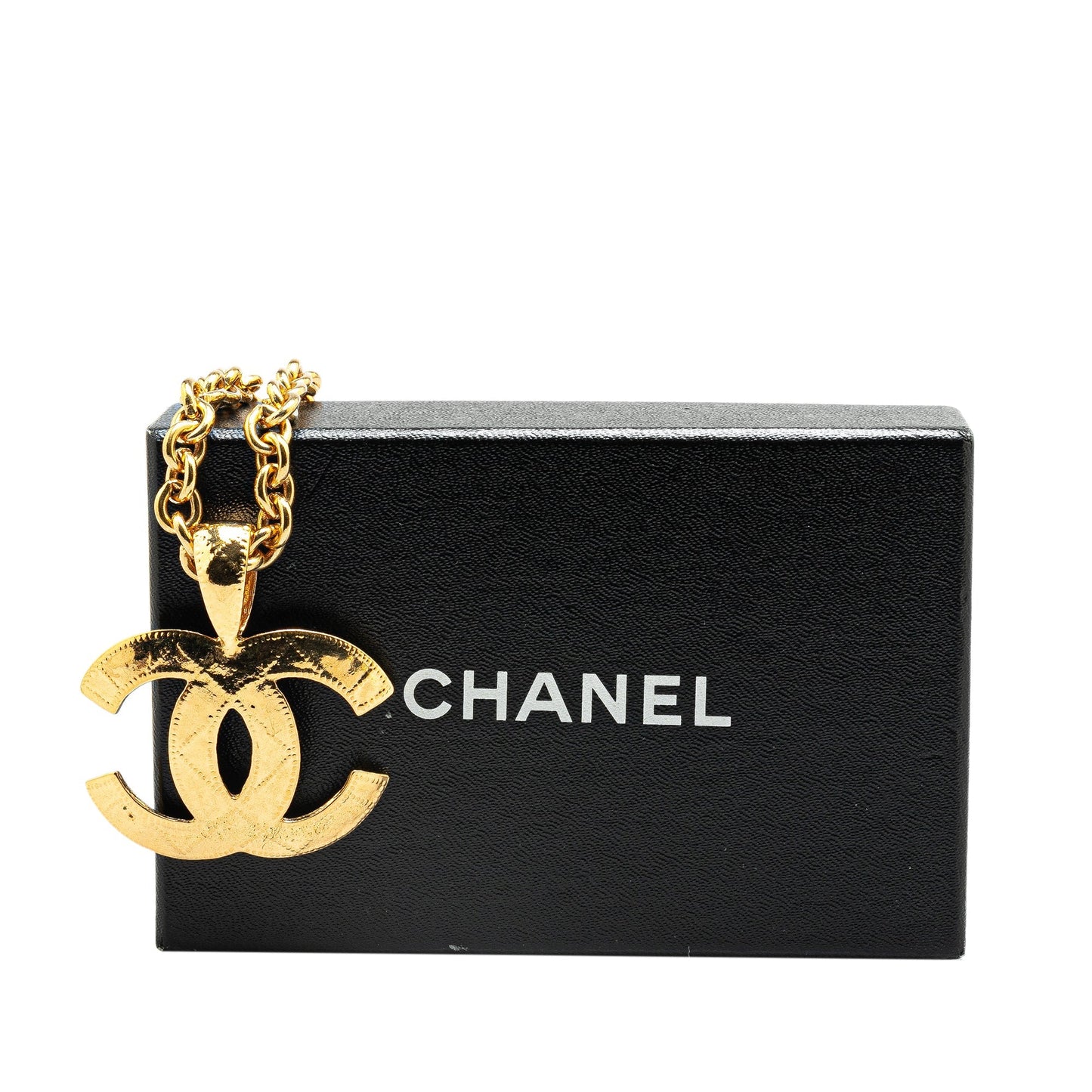 Gold Chanel Gold Plated CC Pendant Necklace