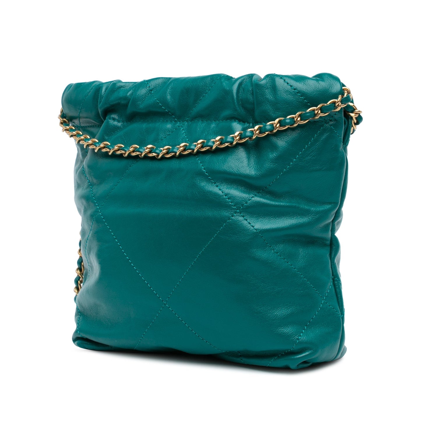 Green Chanel Mini Shiny Calfskin 22 Handbag Satchel