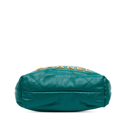 Green Chanel Mini Shiny Calfskin 22 Handbag Satchel