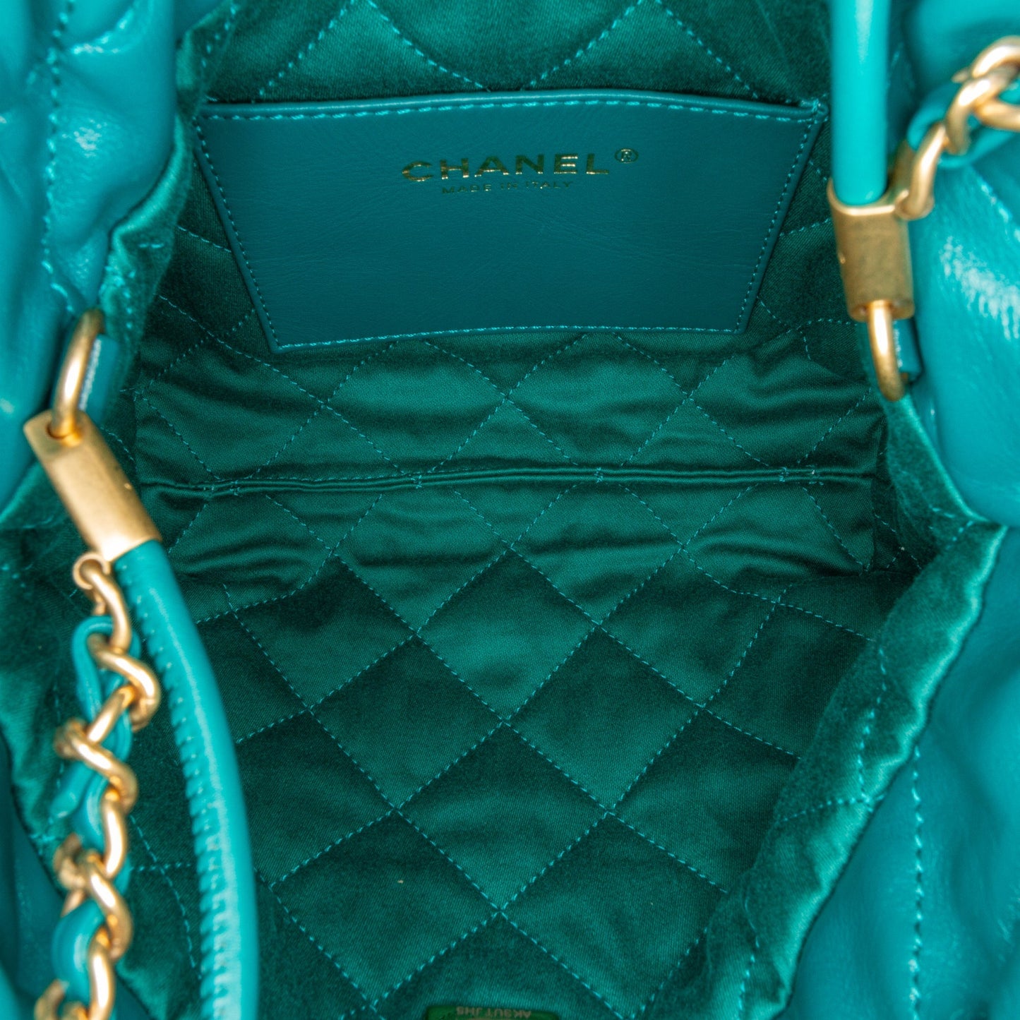 Green Chanel Mini Shiny Calfskin 22 Handbag Satchel