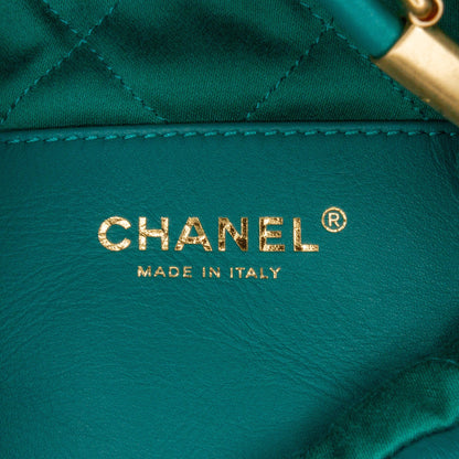 Green Chanel Mini Shiny Calfskin 22 Handbag Satchel