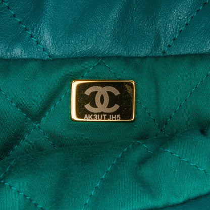 Green Chanel Mini Shiny Calfskin 22 Handbag Satchel