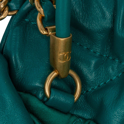 Green Chanel Mini Shiny Calfskin 22 Handbag Satchel