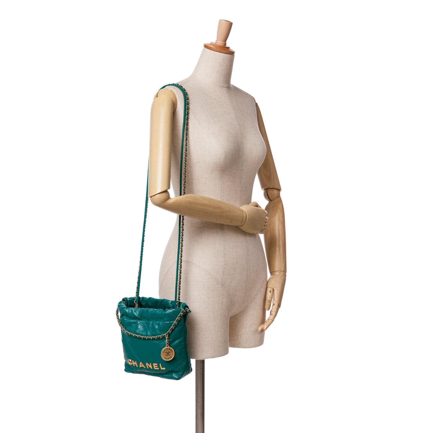 Green Chanel Mini Shiny Calfskin 22 Handbag Satchel