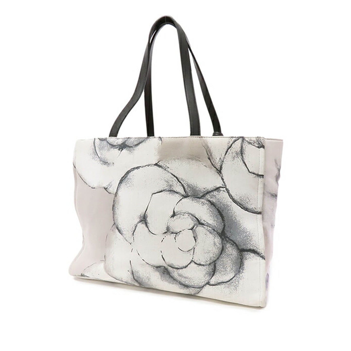 Gray Chanel Large Camellia Printed Canvas Shopper Tote