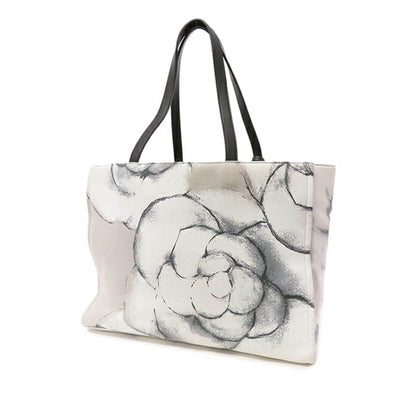 Gray Chanel Large Camellia Printed Canvas Shopper Tote