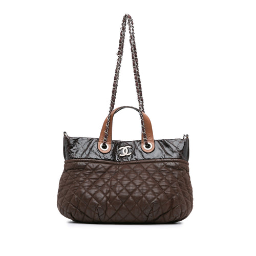 Brown Chanel Quilted Iridescent Calfskin In The Mix Satchel