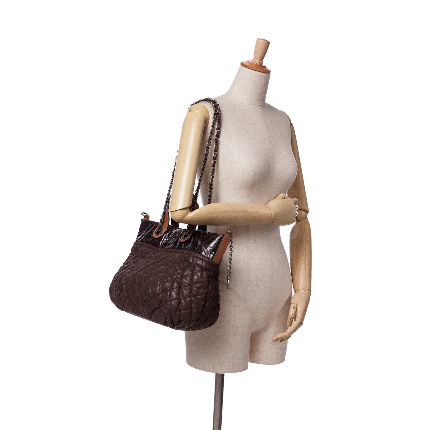 Brown Chanel Quilted Iridescent Calfskin In The Mix Satchel