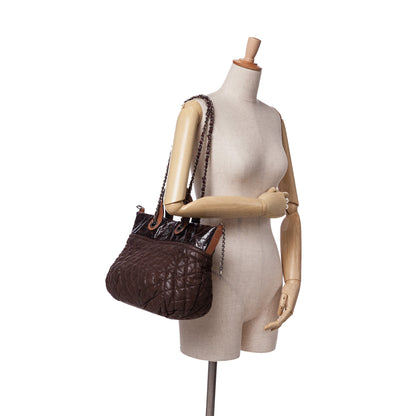 Brown Chanel Quilted Iridescent Calfskin In The Mix Satchel