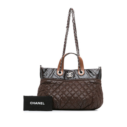 Brown Chanel Quilted Iridescent Calfskin In The Mix Satchel