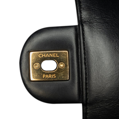 Black Chanel Small Quilted Calfskin Straight Lined Flap Satchel