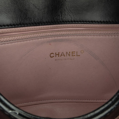 Black Chanel Small Quilted Calfskin Straight Lined Flap Satchel