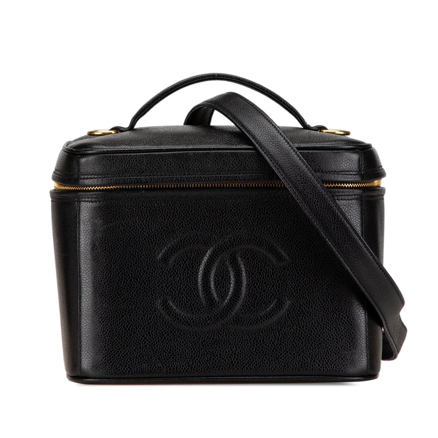 Black Chanel CC Caviar Vanity Train Case