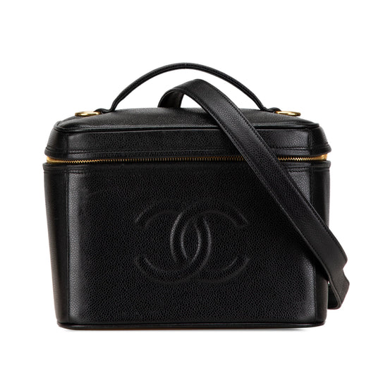 Black Chanel CC Caviar Vanity Train Case