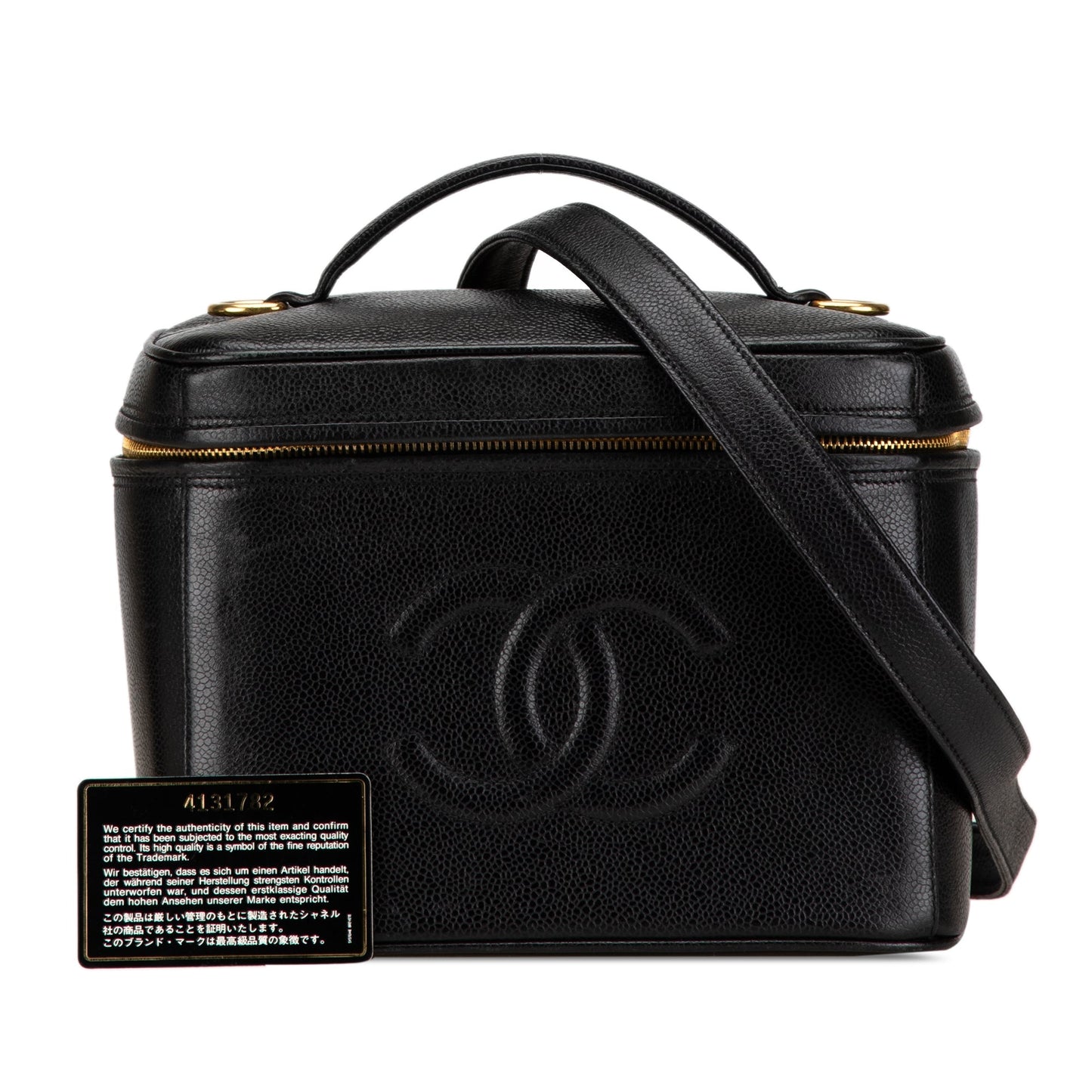 Black Chanel CC Caviar Vanity Train Case