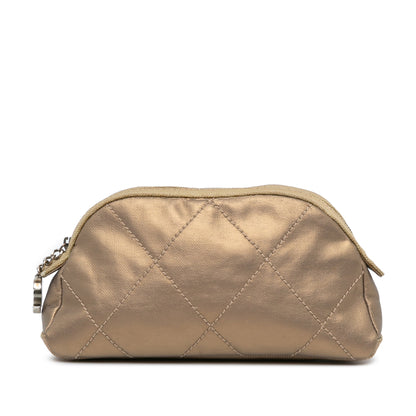 Chanel Sac Paris Biarritz Quilted Metallic Coated Canvas Cosmetic Pouch