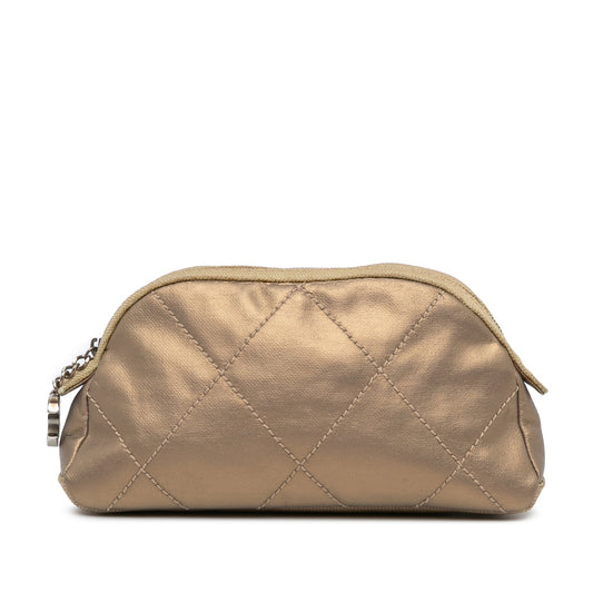 Chanel Sac Paris Biarritz Quilted Metallic Coated Canvas Cosmetic Pouch