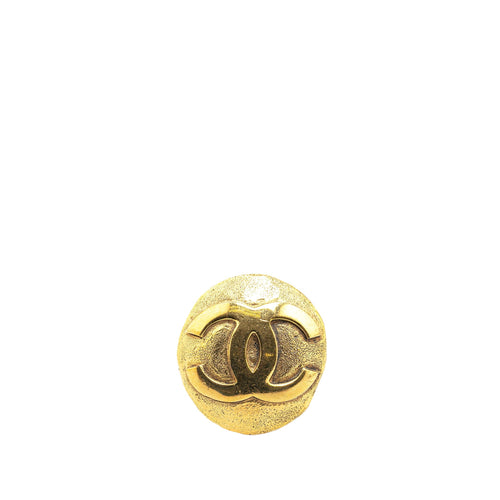 Gold Chanel Gold Plated CC Round Brooch