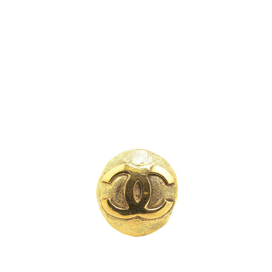 Gold Chanel Gold Plated CC Round Brooch
