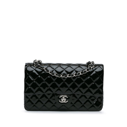 Black Chanel Medium Classic Patent Double Flap Shoulder Bag