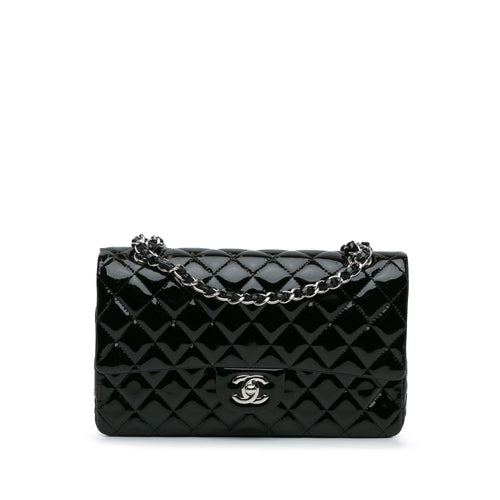 Black Chanel Medium Classic Patent Double Flap Shoulder Bag