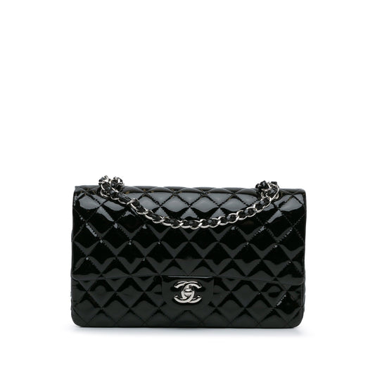 Black Chanel Medium Classic Patent Double Flap Shoulder Bag