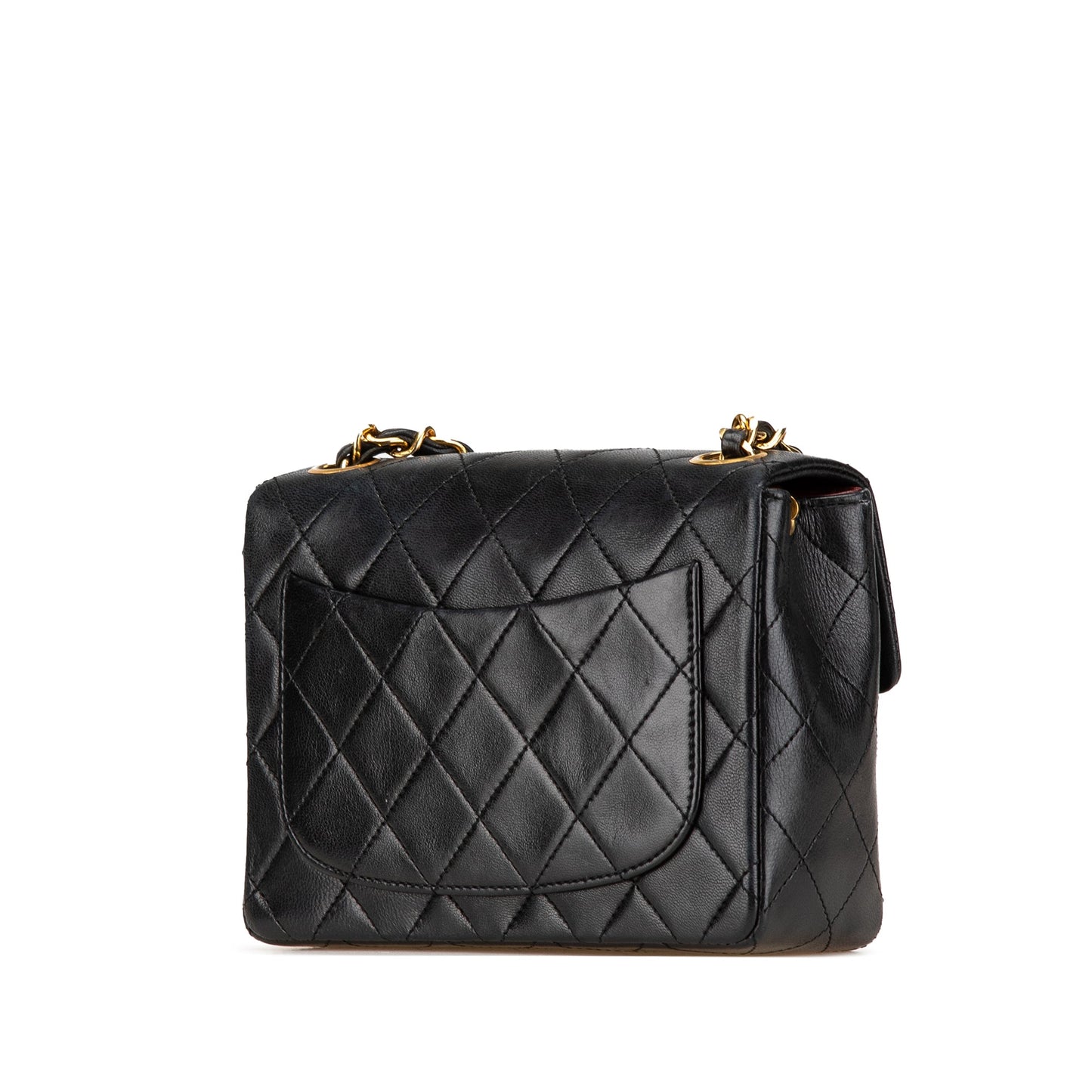 Black Chanel Mini Square Classic Lambskin Single Flap Crossbody Bag
