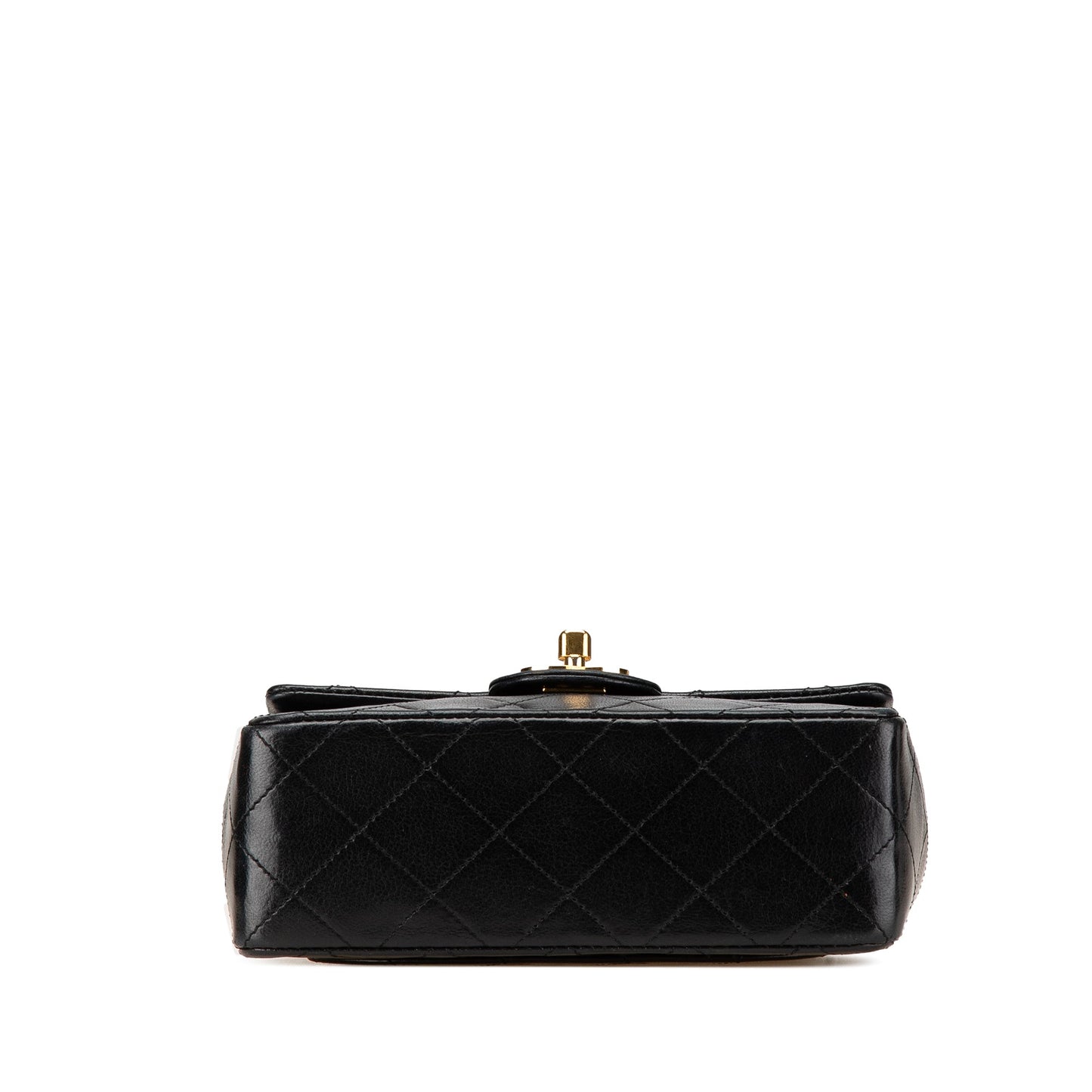 Black Chanel Mini Square Classic Lambskin Single Flap Crossbody Bag