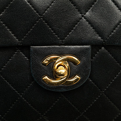 Black Chanel Mini Square Classic Lambskin Single Flap Crossbody Bag
