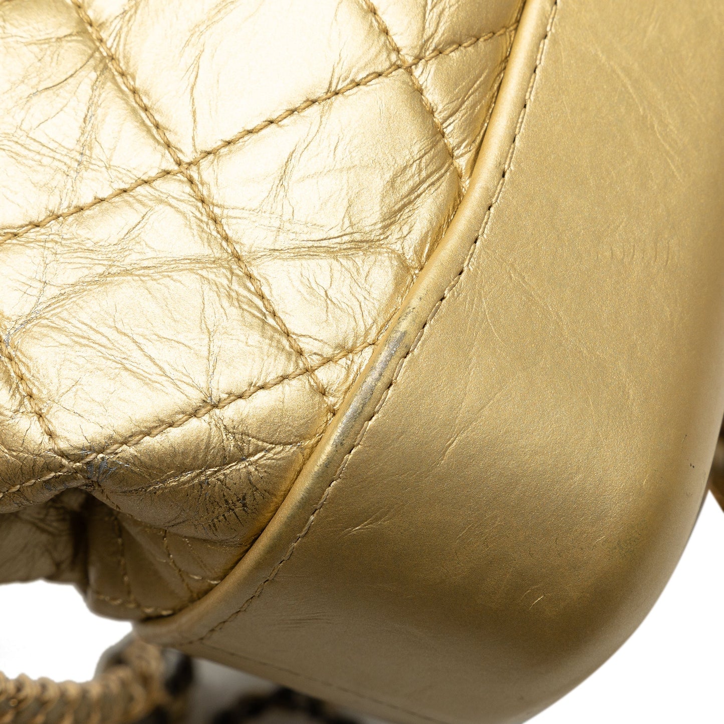 Gold Chanel Small Metallic Lambskin Gabrielle Crossbody
