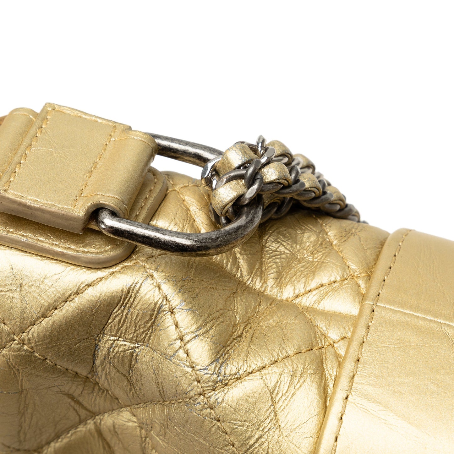 Gold Chanel Small Metallic Lambskin Gabrielle Crossbody