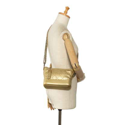 Gold Chanel Small Metallic Lambskin Gabrielle Crossbody