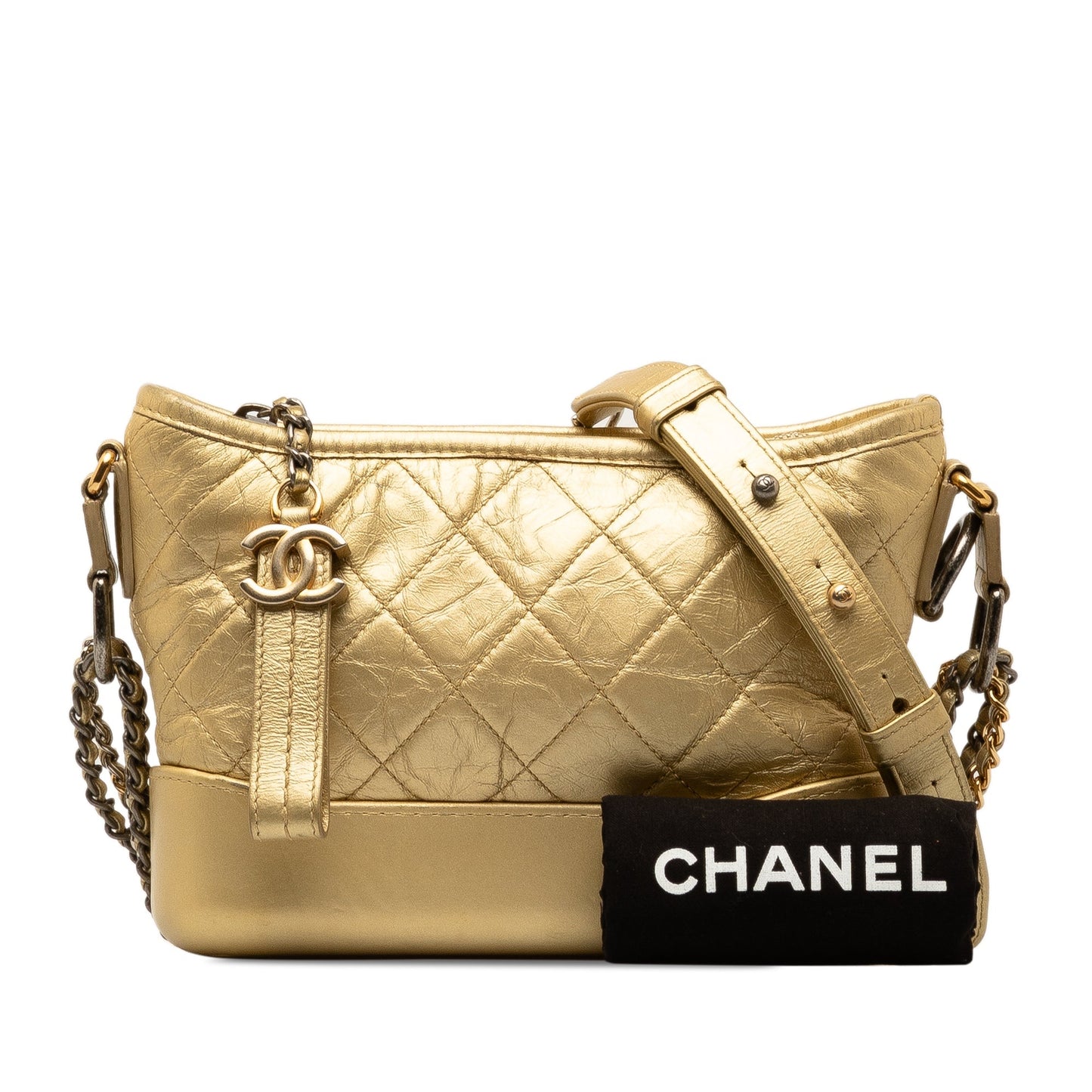 Gold Chanel Small Metallic Lambskin Gabrielle Crossbody