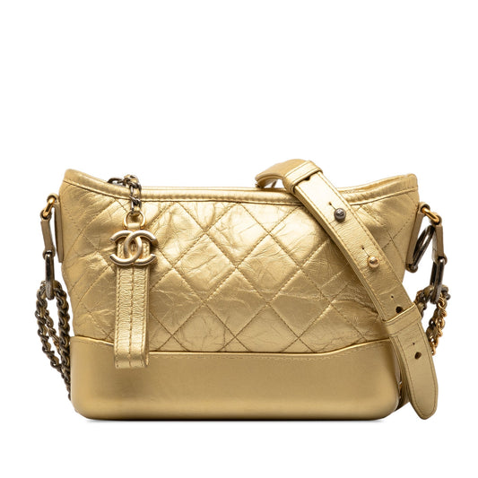 Gold Chanel Small Metallic Lambskin Gabrielle Crossbody