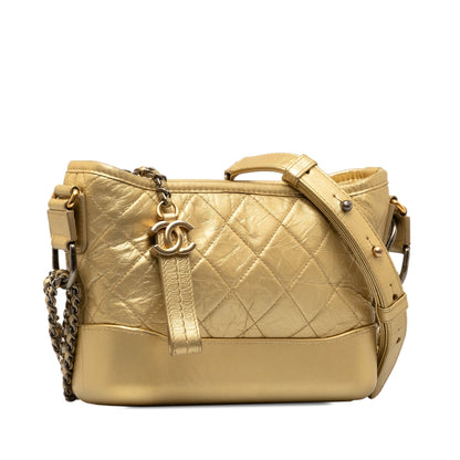 Gold Chanel Small Metallic Lambskin Gabrielle Crossbody