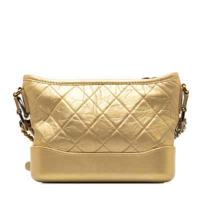 Gold Chanel Small Metallic Lambskin Gabrielle Crossbody