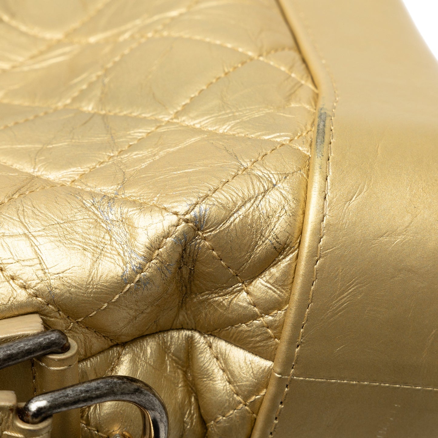 Gold Chanel Small Metallic Lambskin Gabrielle Crossbody