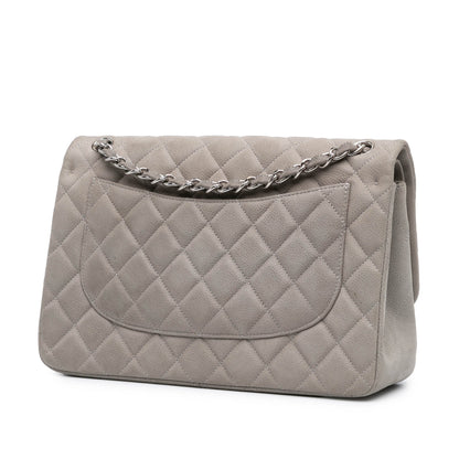Gray Chanel Jumbo Classic Caviar Double Flap Shoulder Bag